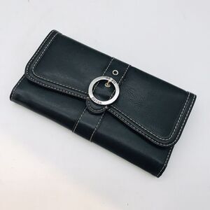 Liz & Co. Black Tri-Fold Wallet with Accent Stitching ID CC Cash Coin 7.5 x 4"